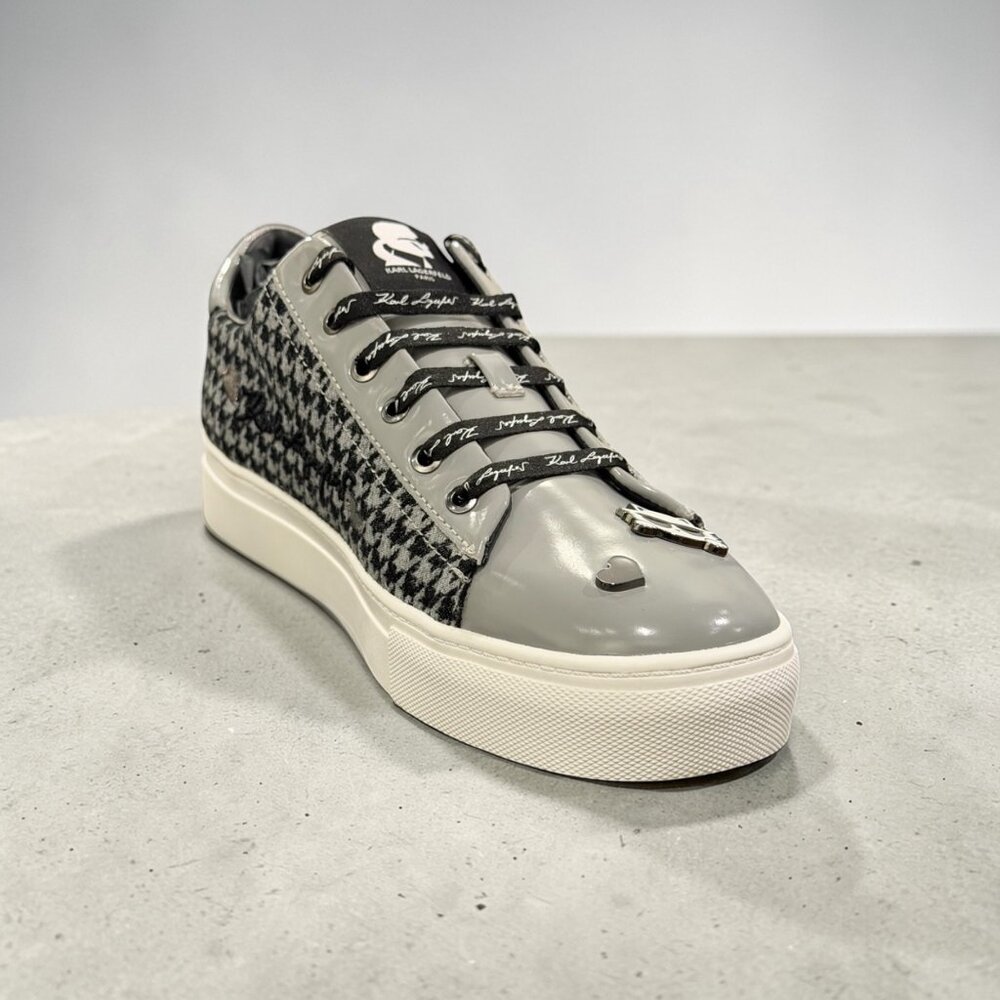 NWB Karl Lagerfeld Paris Cate Pins Tweed Sneaker Black Gray Size 11 - Picture 5 of 8